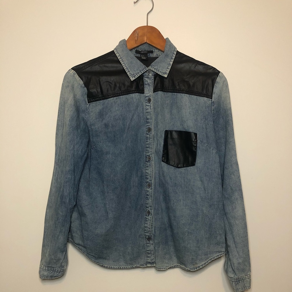 FOREVER21 Mineral Wash Denim Button Down.